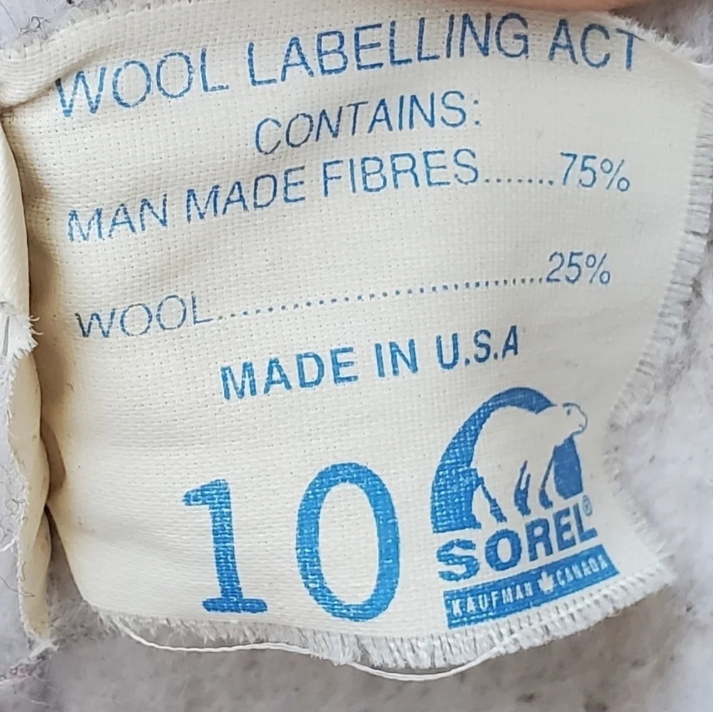 Vintage 90s Sorel Badger Leather Winter Snow Duck Boots Waterproof Wool Liner 10